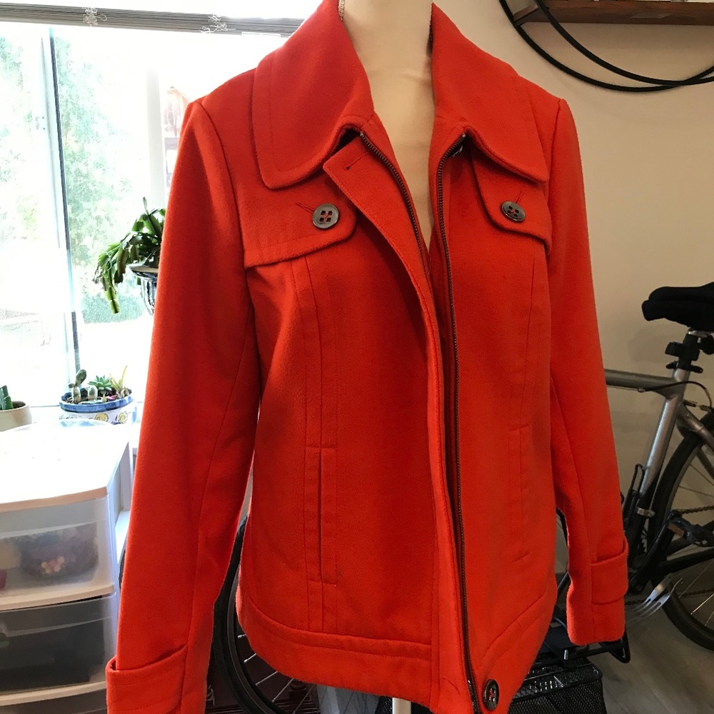 Orange Tribal  Pea Jacket